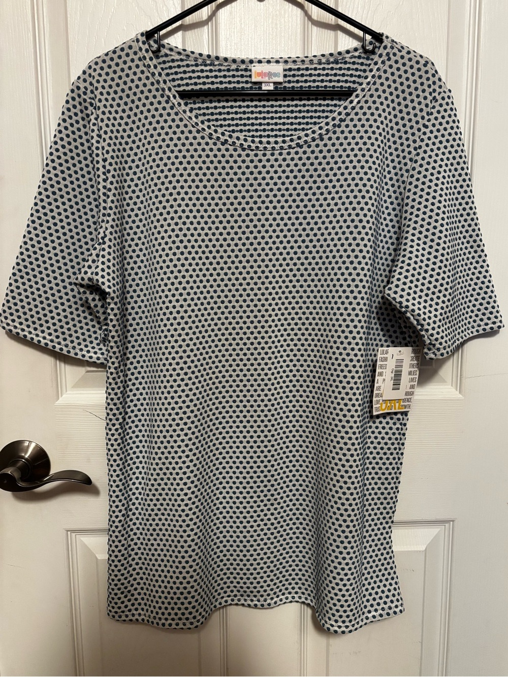 Lularoe NWT 3XL GIGI Top Blue White Dot